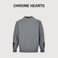 Chrome Hearts Cross Leather-Patch Intarsia Crewneck Sweater | Grey