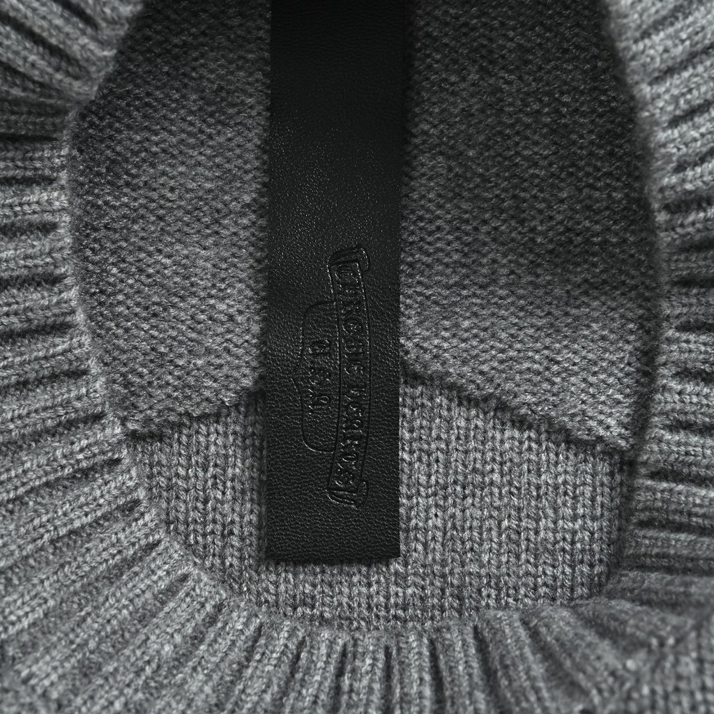 Chrome Hearts Cross Leather-Patch Intarsia Crewneck Sweater | Grey