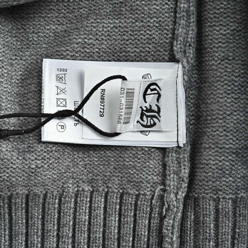 Chrome Hearts Cross Leather-Patch Intarsia Crewneck Sweater | Grey
