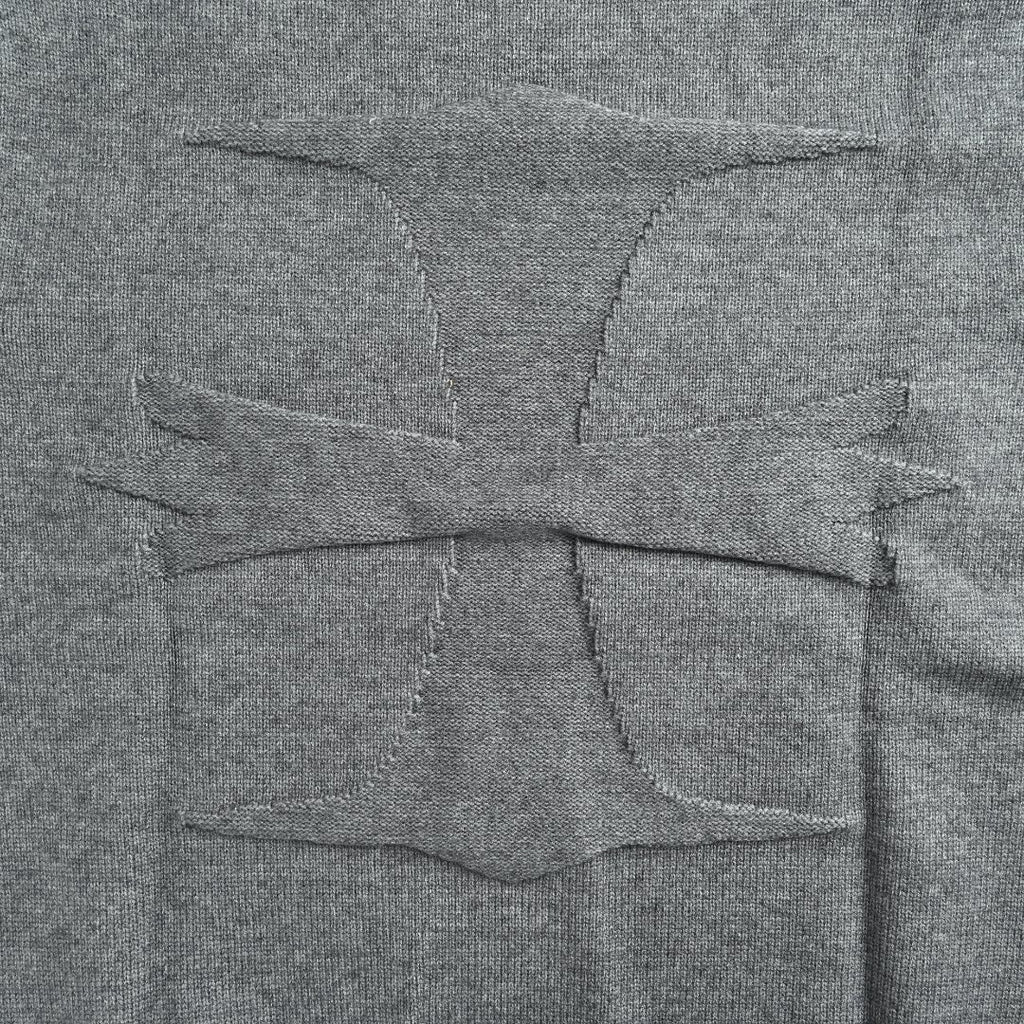 Chrome Hearts Cross Leather-Patch Intarsia Crewneck Sweater | Grey