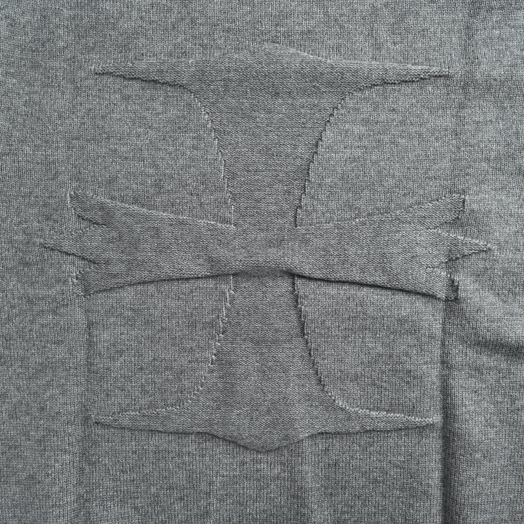 Chrome Hearts Cross Leather-Patch Intarsia Crewneck Sweater | Grey