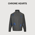 Chrome Hearts Blue Cross Leather-Patch Ribbed Zip Jacket | Charcoal