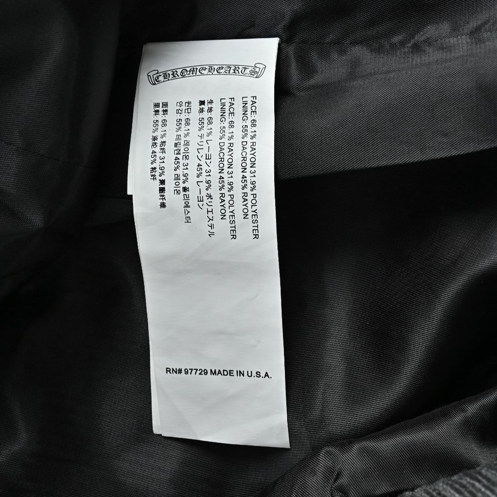 Chrome Hearts Blue Cross Leather-Patch Ribbed Zip Jacket | Charcoal