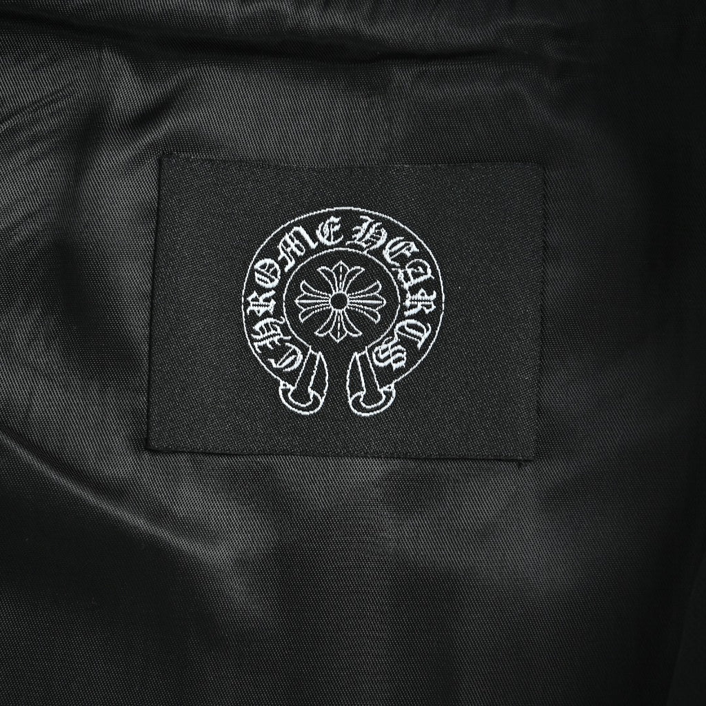 Chrome Hearts Blue Cross Leather-Patch Ribbed Zip Jacket | Black