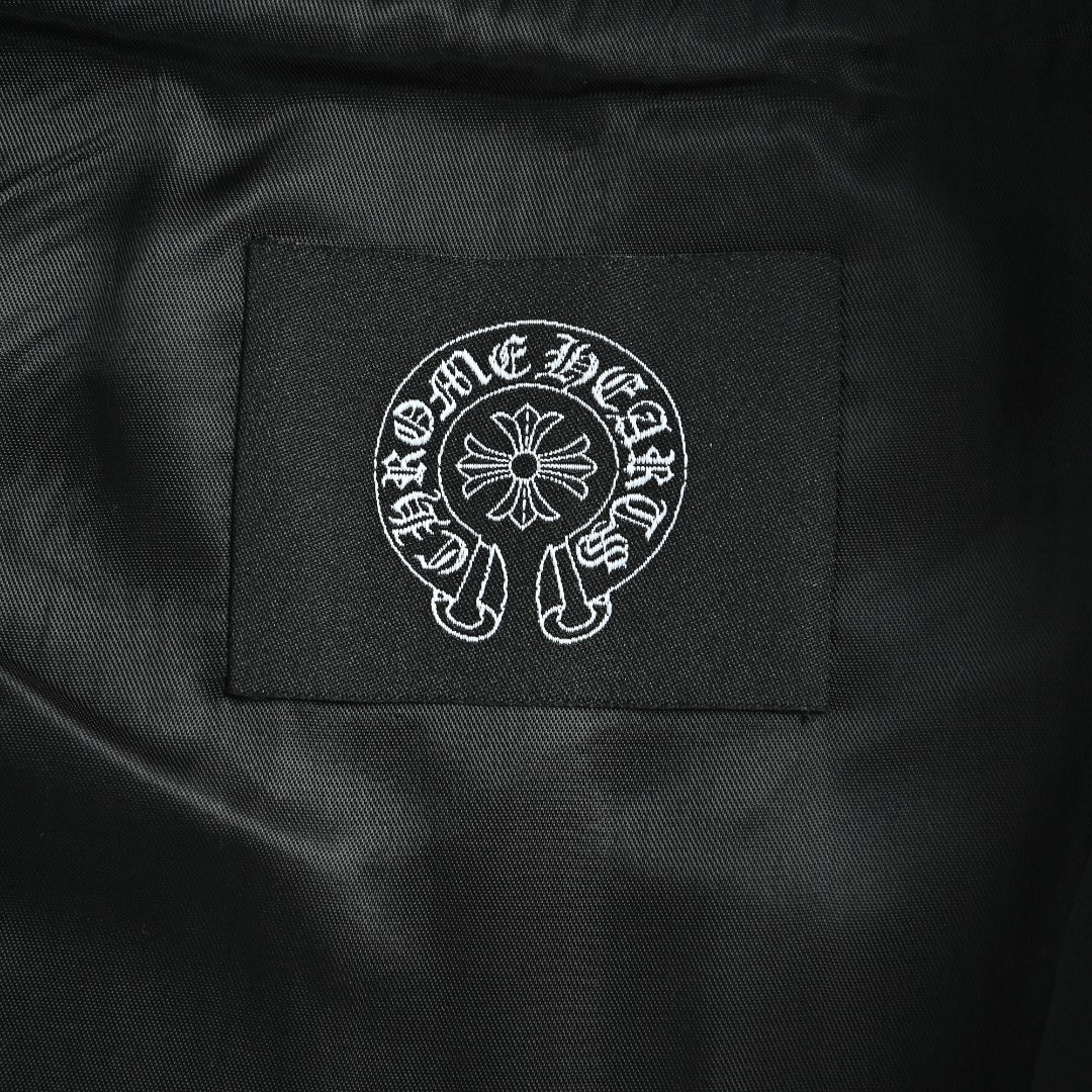 Chrome Hearts Blue Cross Leather-Patch Ribbed Zip Jacket | Black