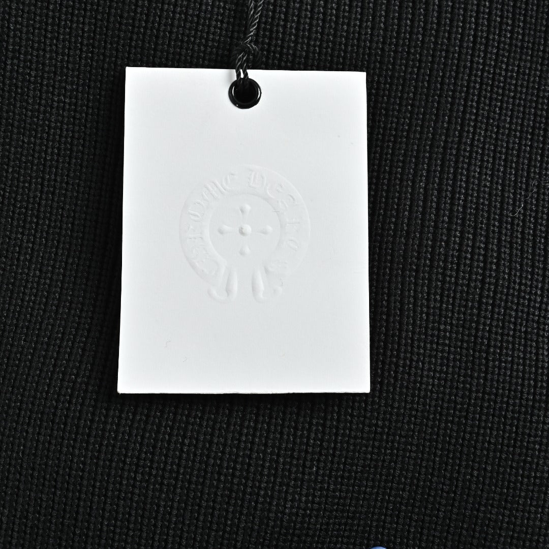 Chrome Hearts Blue Cross Leather-Patch Ribbed Zip Jacket | Black