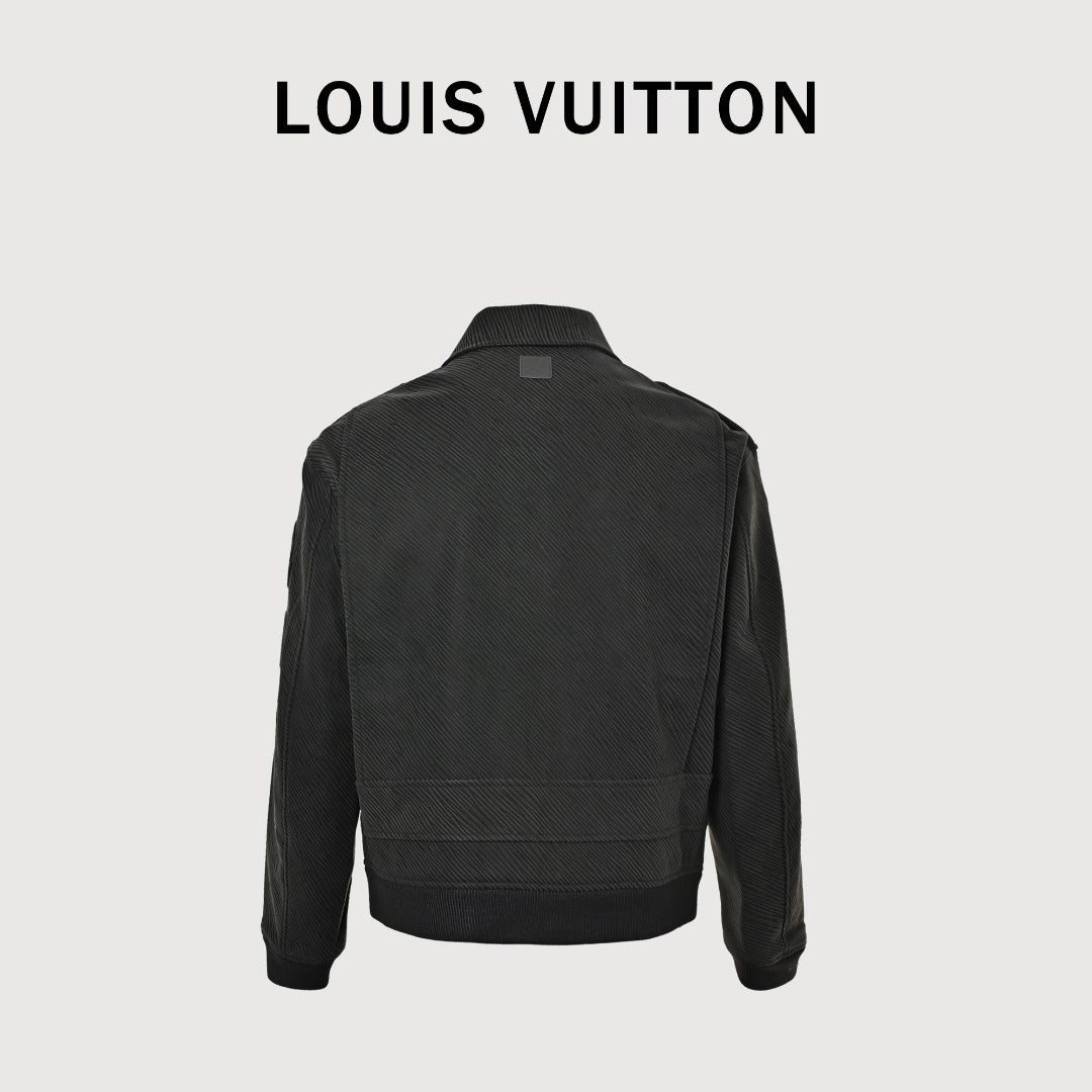 Louis Vuitton Twill-Textured Epaulette Jacket with Gold-Tone Buttons | Black