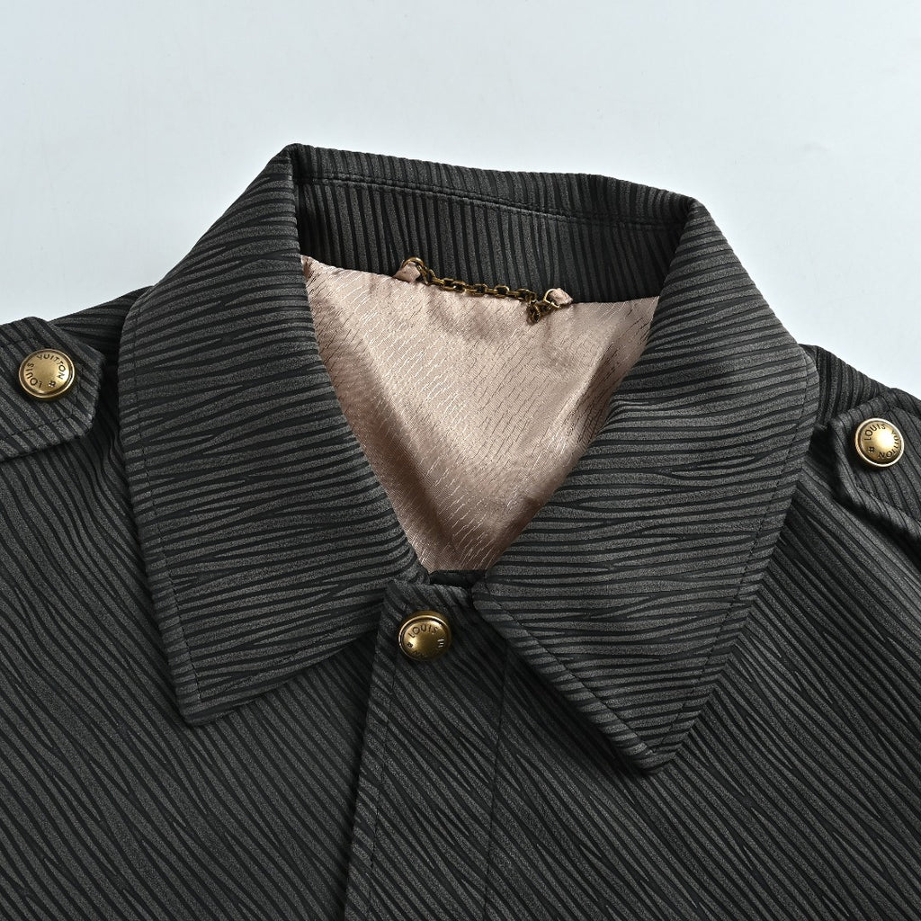 Louis Vuitton Twill-Textured Epaulette Jacket with Gold-Tone Buttons | Black