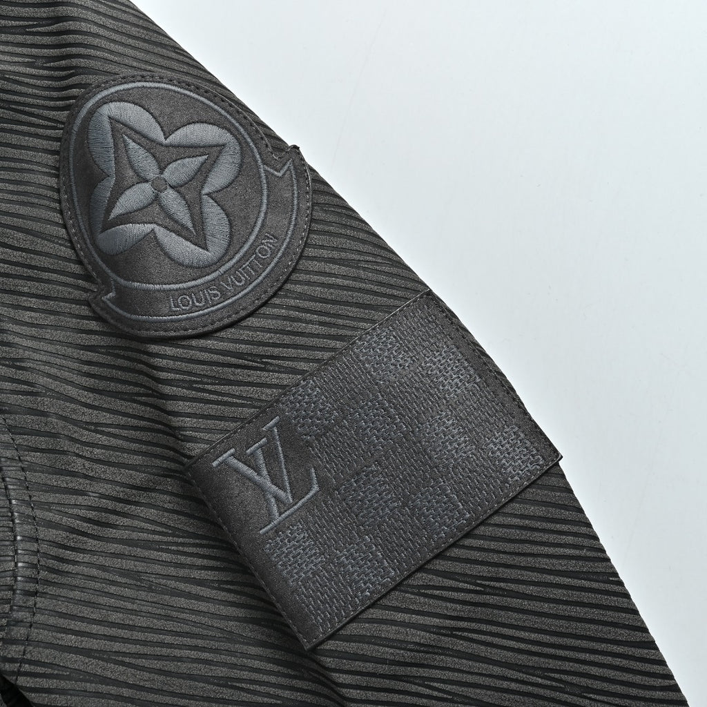 Louis Vuitton Twill-Textured Epaulette Jacket with Gold-Tone Buttons | Black