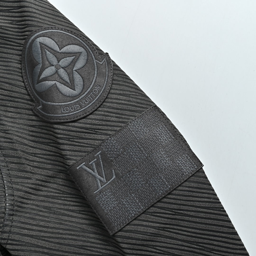 Louis Vuitton Twill-Textured Epaulette Jacket with Gold-Tone Buttons | Black