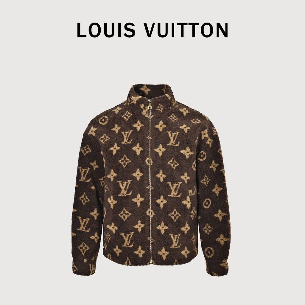 Louis Vuitton Monogram Teddy Fleece Zip Jacket | Dark Brown