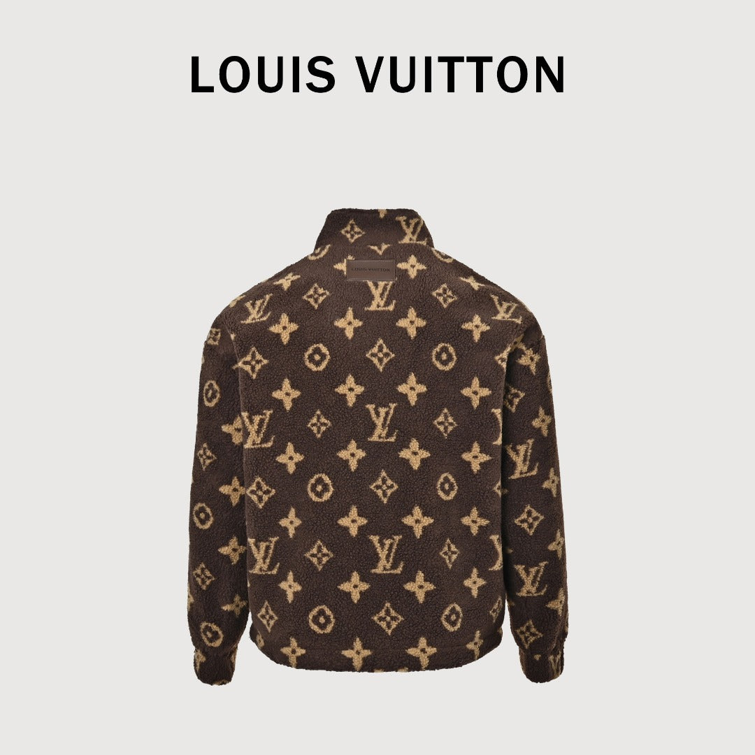 Louis Vuitton Monogram Teddy Fleece Zip Jacket | Dark Brown