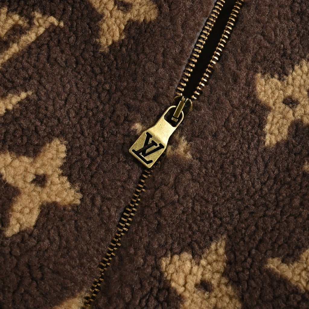 Louis Vuitton Monogram Teddy Fleece Zip Jacket | Dark Brown