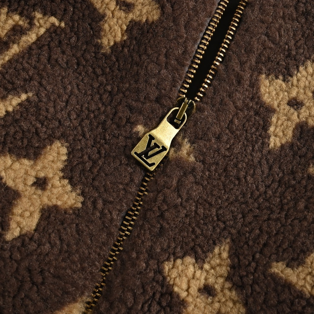 Louis Vuitton Monogram Teddy Fleece Zip Jacket | Dark Brown
