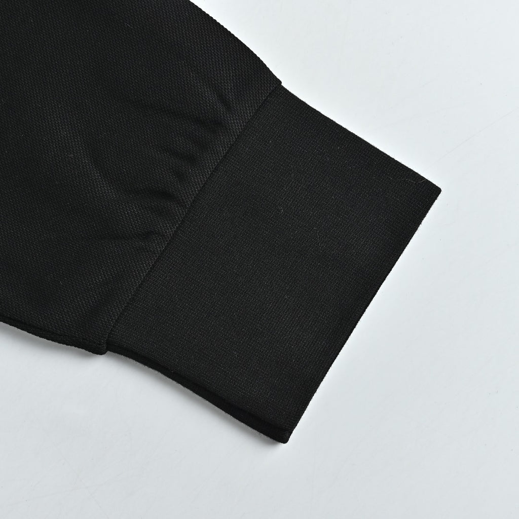 Burberry Check-Collar Long-Sleeve Piqué Polo Shirt | Black