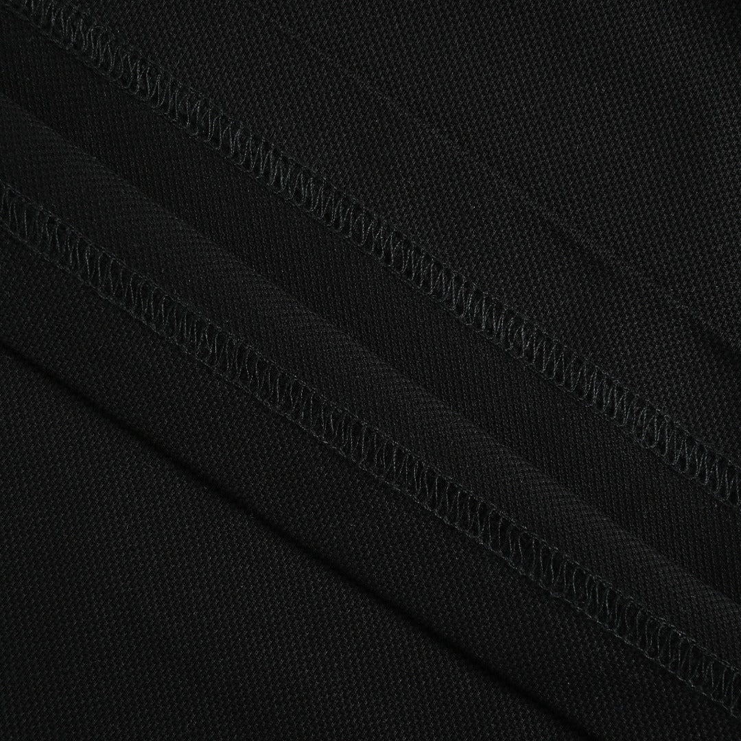 Burberry Check-Collar Long-Sleeve Piqué Polo Shirt | Black