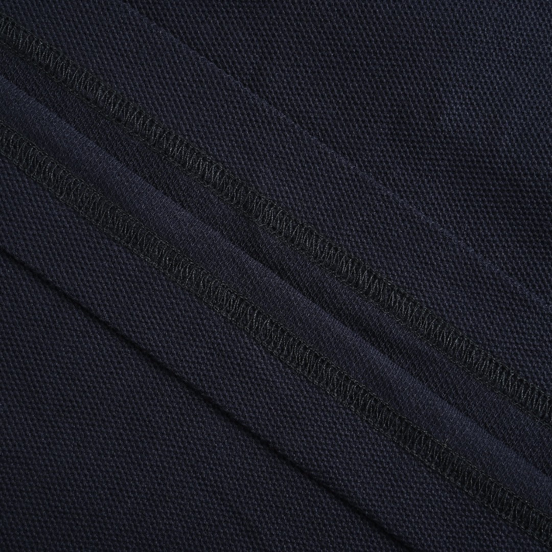 Burberry Check-Collar Long-Sleeve Piqué Polo Shirt | Navy