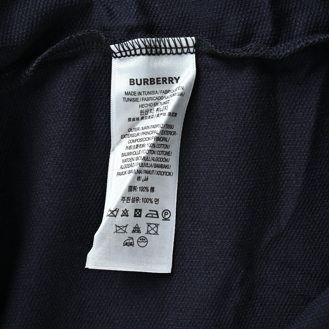 Burberry Check-Collar Long-Sleeve Piqué Polo Shirt | Navy