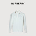 Burberry Check-Collar Long-Sleeve Piqué Polo Shirt | White