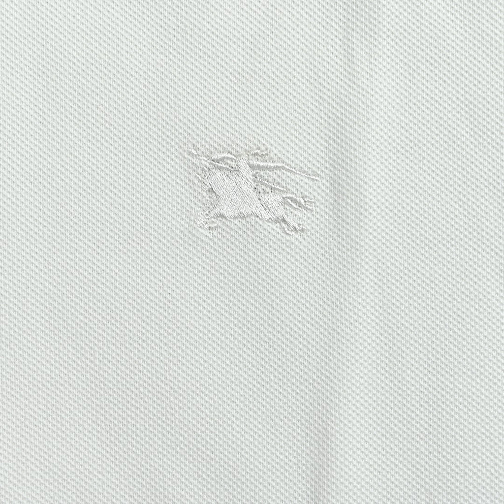 Burberry Check-Collar Long-Sleeve Piqué Polo Shirt | White