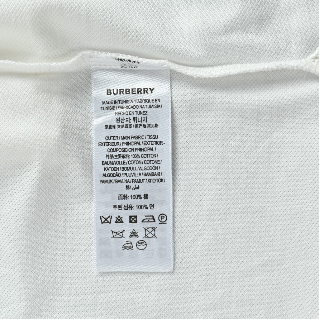 Burberry Check-Collar Long-Sleeve Piqué Polo Shirt | White