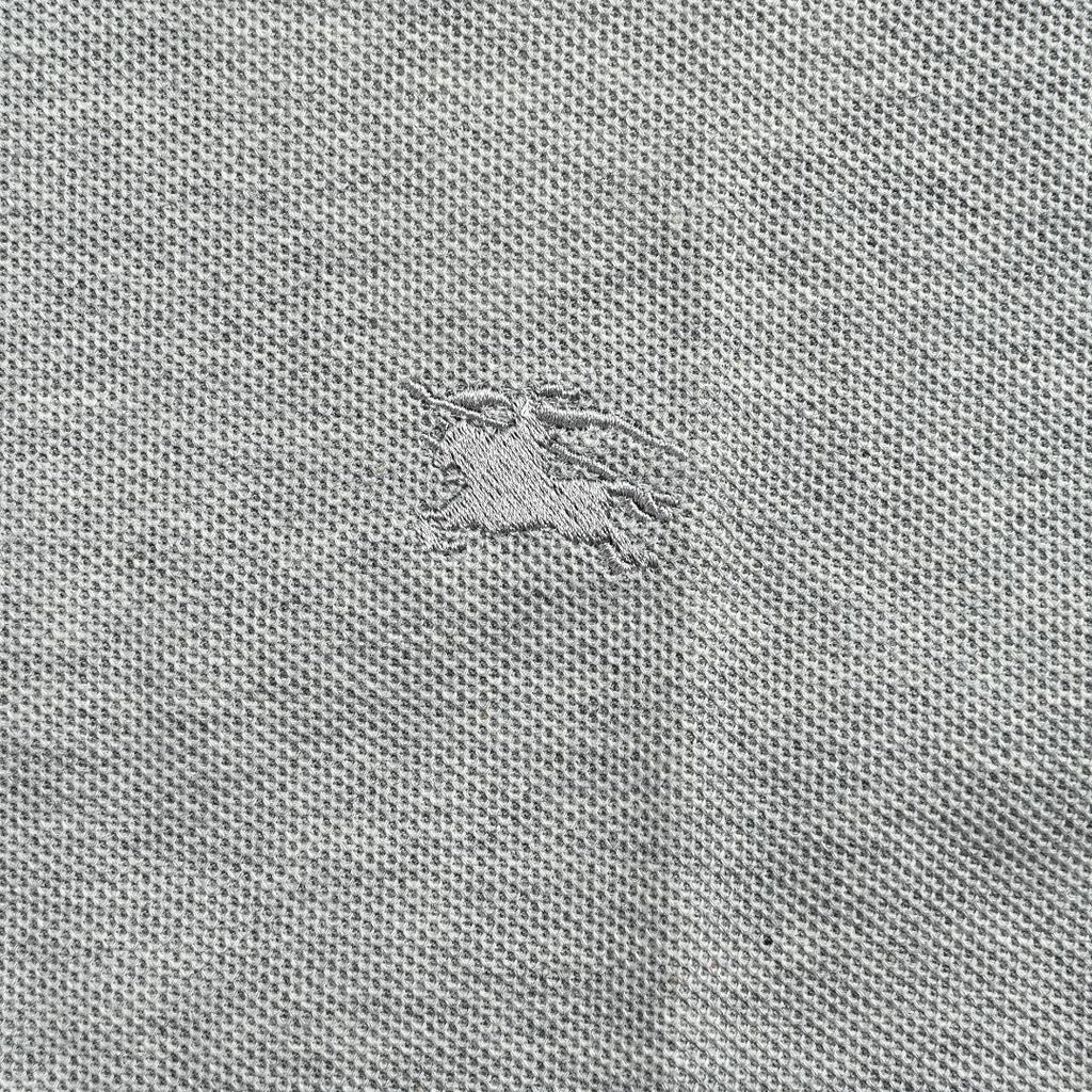 Burberry Check-Collar Long-Sleeve Piqué Polo Shirt | Light Grey