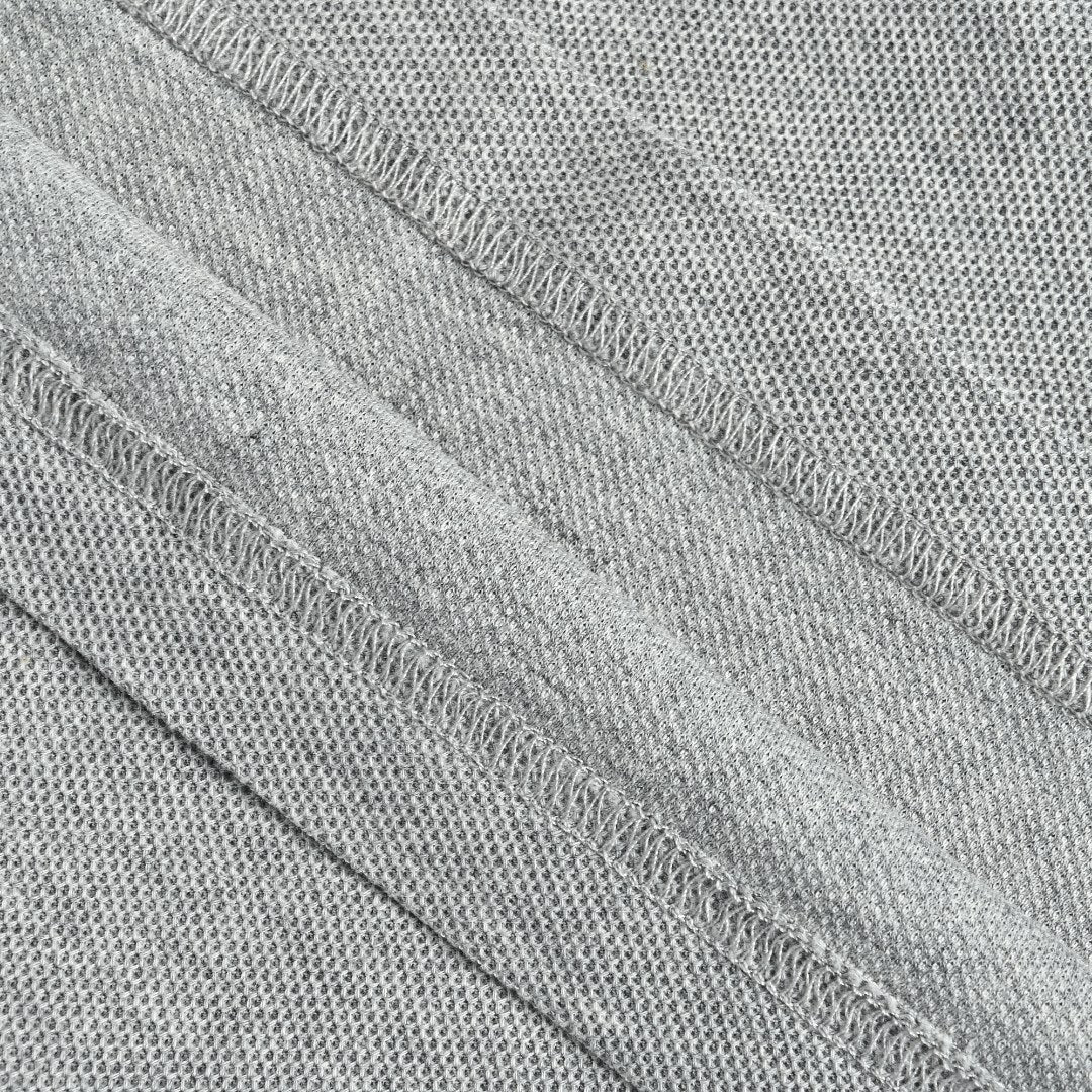 Burberry Check-Collar Long-Sleeve Piqué Polo Shirt | Light Grey