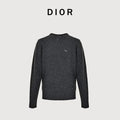 Dior CD-Embroidered Speckled Crewneck Sweater | Charcoal