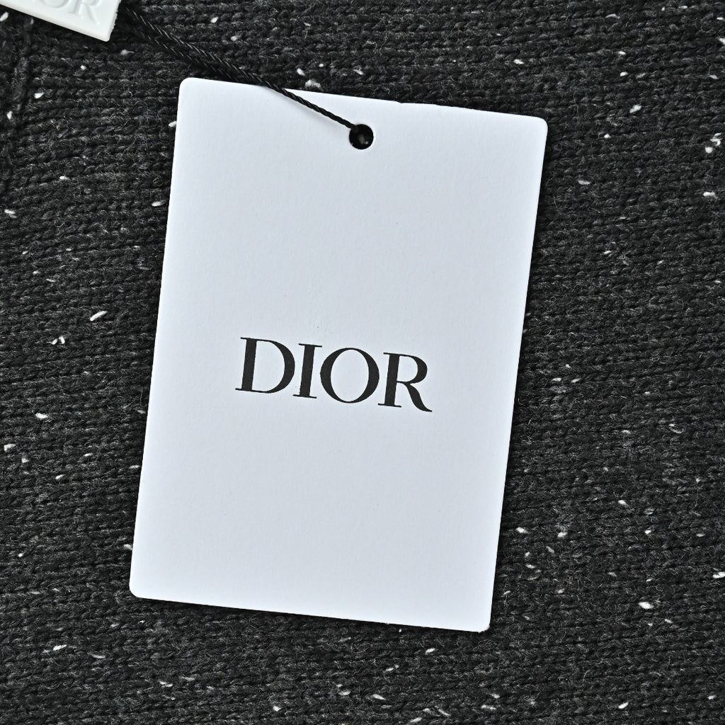 Dior CD-Embroidered Speckled Crewneck Sweater | Charcoal