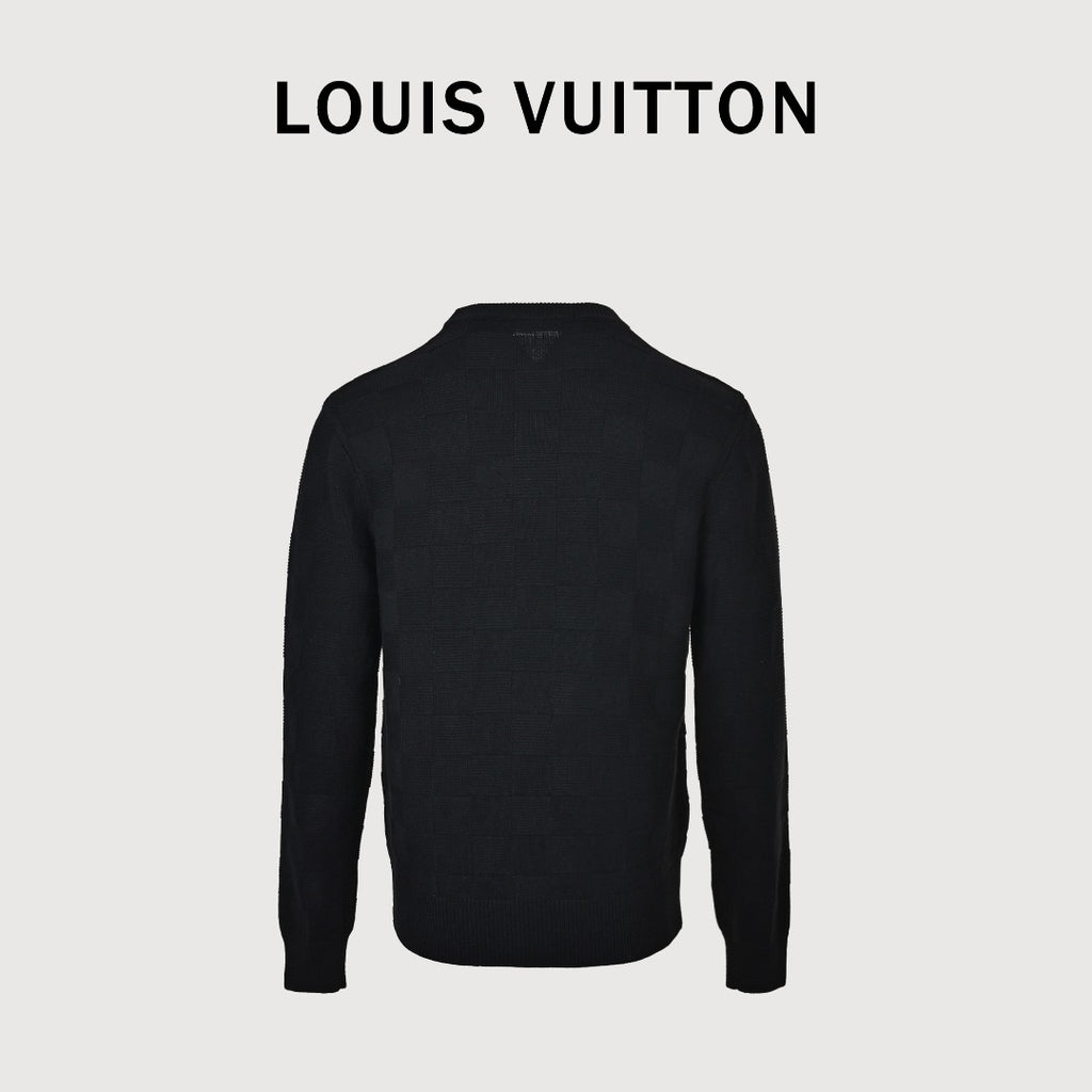 Louis Vuitton Checkerboard Bead-Embroidered Crewneck Sweater | Black