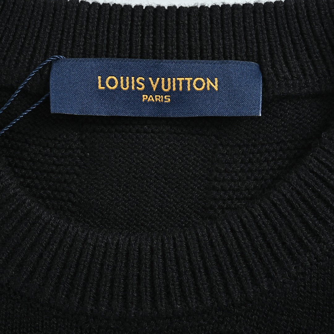 Louis Vuitton Checkerboard Bead-Embroidered Crewneck Sweater | Black