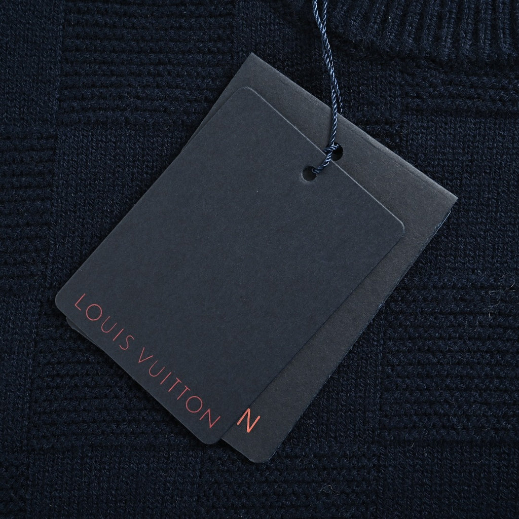 Louis Vuitton Checkerboard Bead-Embroidered Crewneck Sweater | Navy