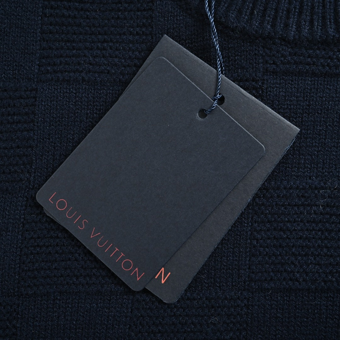 Louis Vuitton Checkerboard Bead-Embroidered Crewneck Sweater | Navy