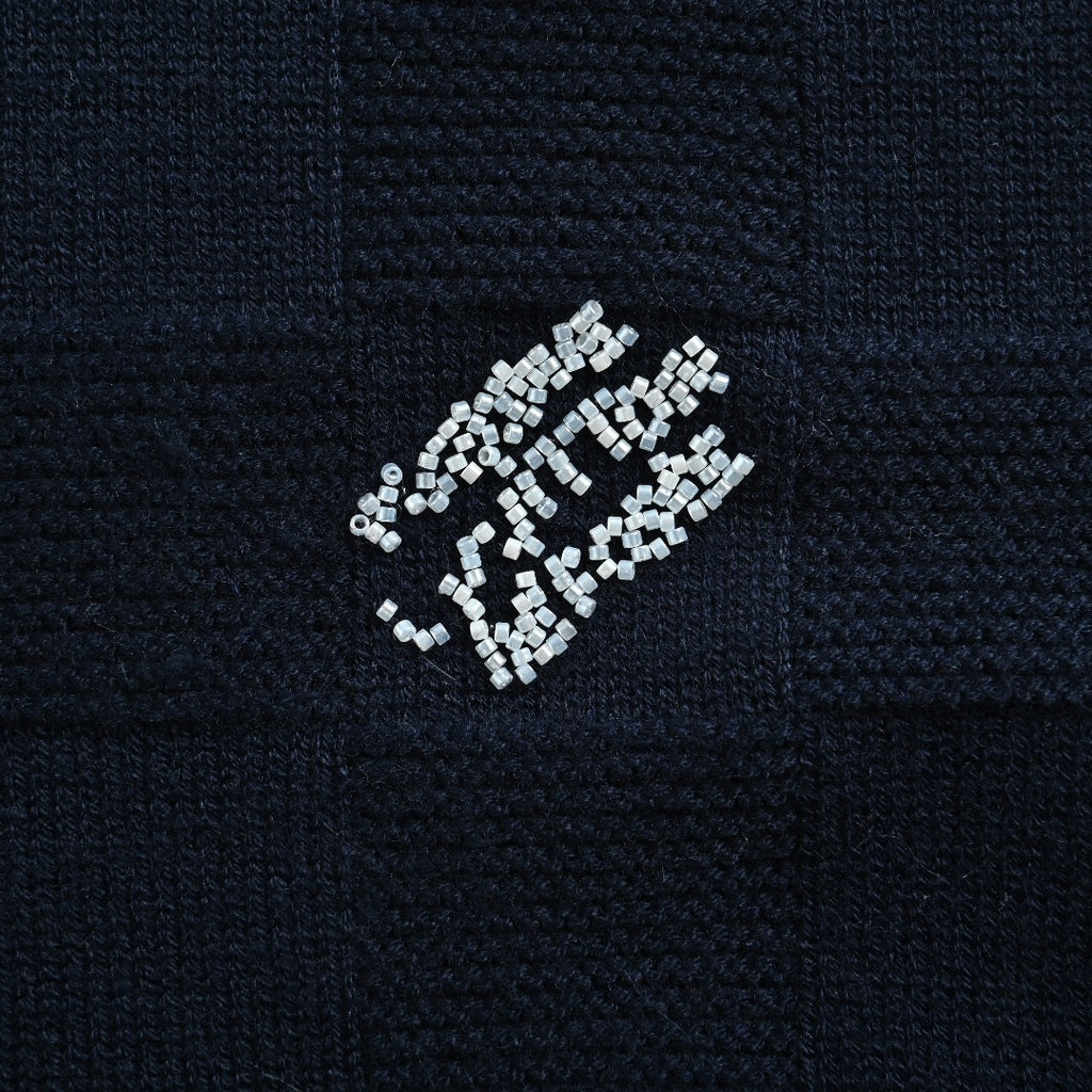 Louis Vuitton Checkerboard Bead-Embroidered Crewneck Sweater | Navy