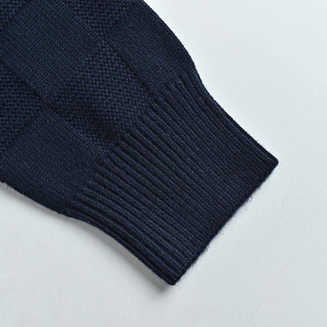 Louis Vuitton Checkerboard Bead-Embroidered Crewneck Sweater | Navy