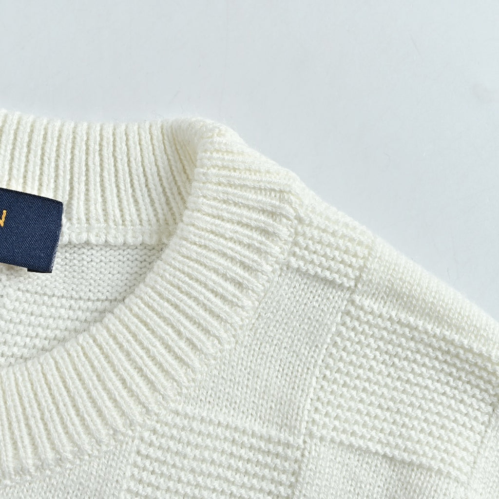Louis Vuitton Checkerboard Bead-Embroidered Crewneck Sweater | White