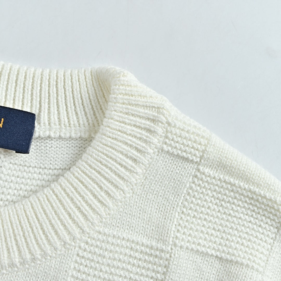 Louis Vuitton Checkerboard Bead-Embroidered Crewneck Sweater | White