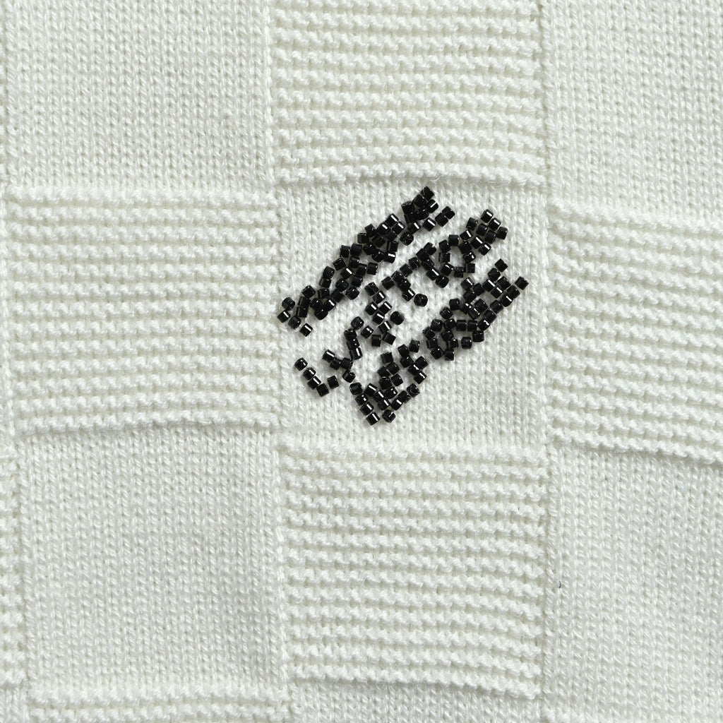 Louis Vuitton Checkerboard Bead-Embroidered Crewneck Sweater | White