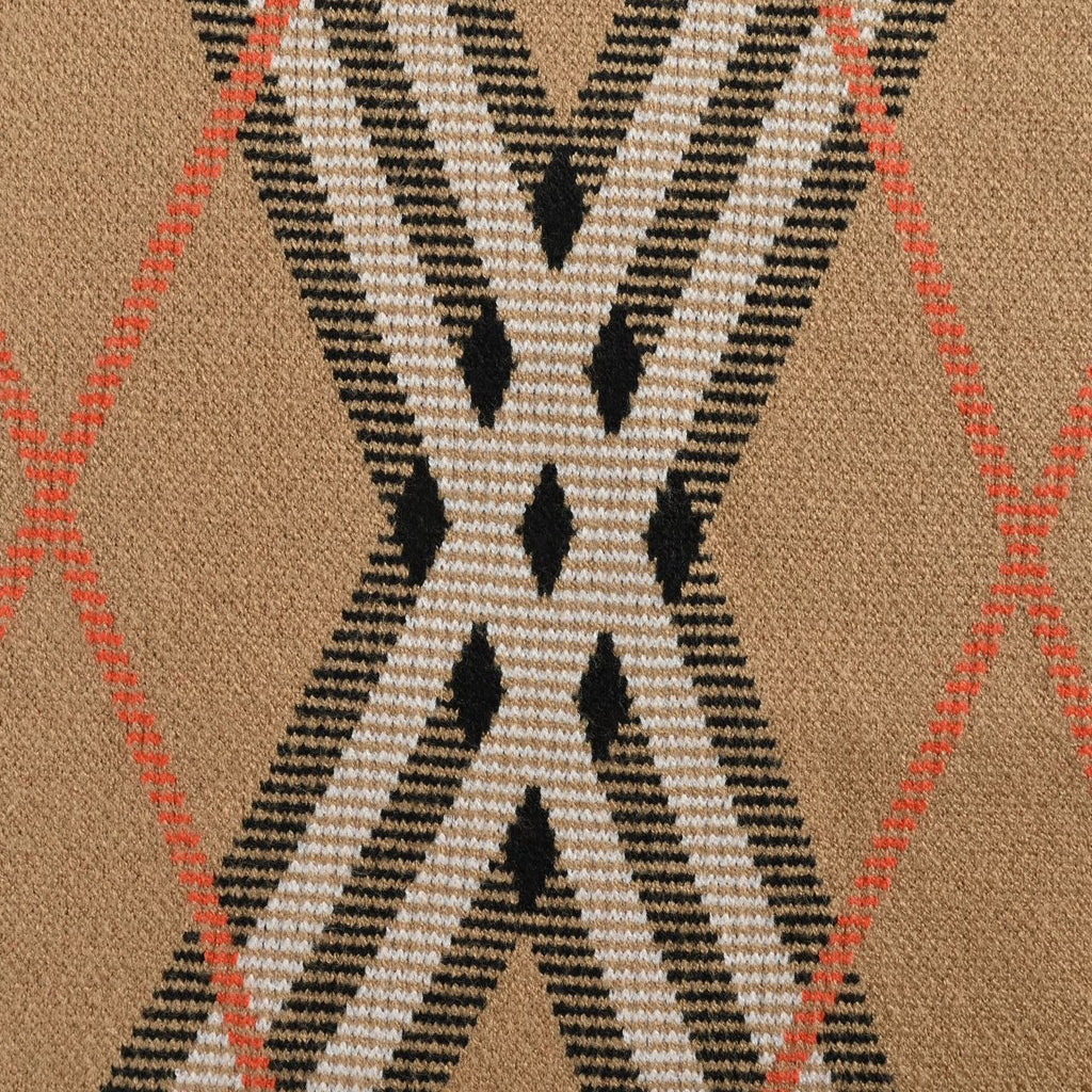 Burberry Diagonal Check Crewneck Knit Sweater | Camel