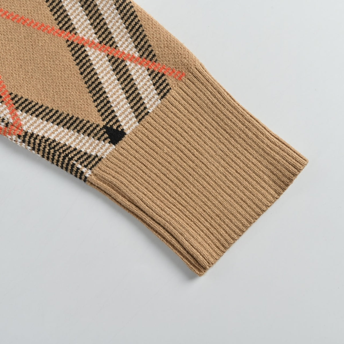 Burberry Diagonal Check Crewneck Knit Sweater | Camel