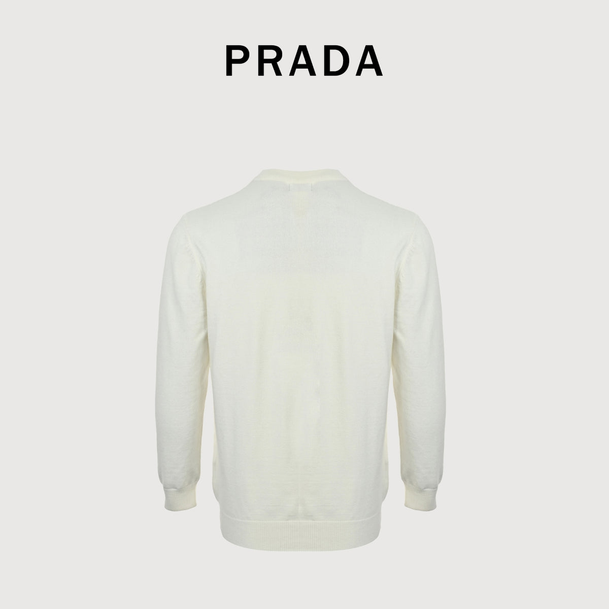 Prada Triangle-Logo Crewneck Knit Sweater | Ivory