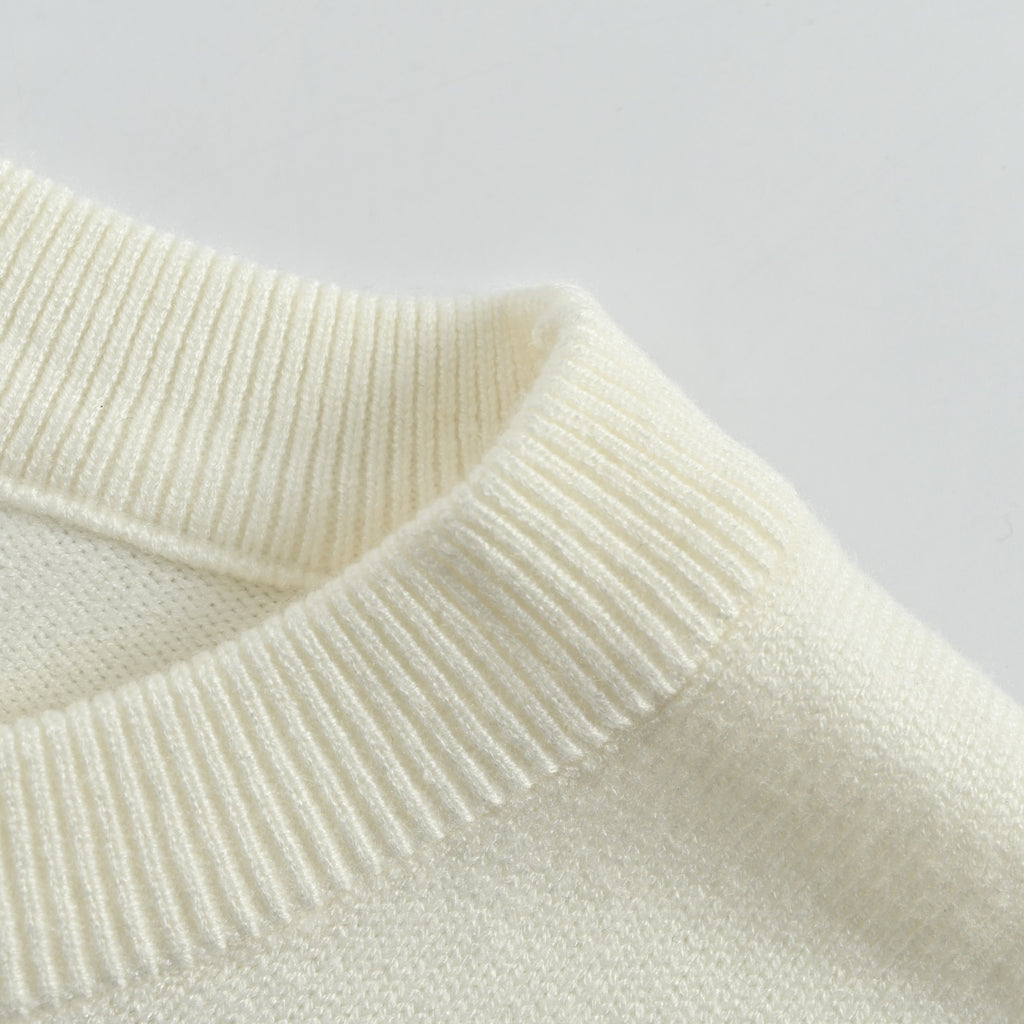 Prada Triangle-Logo Crewneck Knit Sweater | Ivory