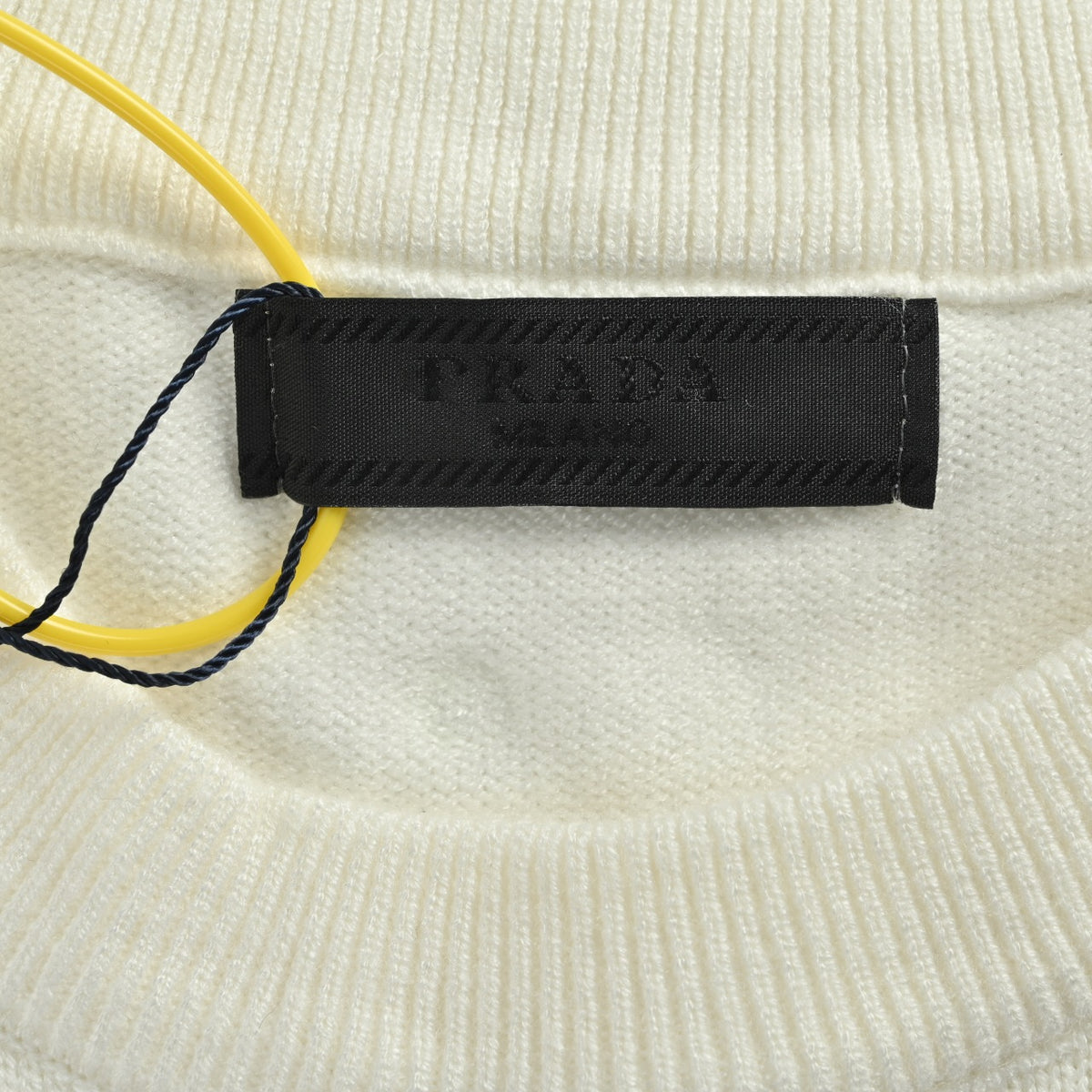 Prada Triangle-Logo Crewneck Knit Sweater | Ivory