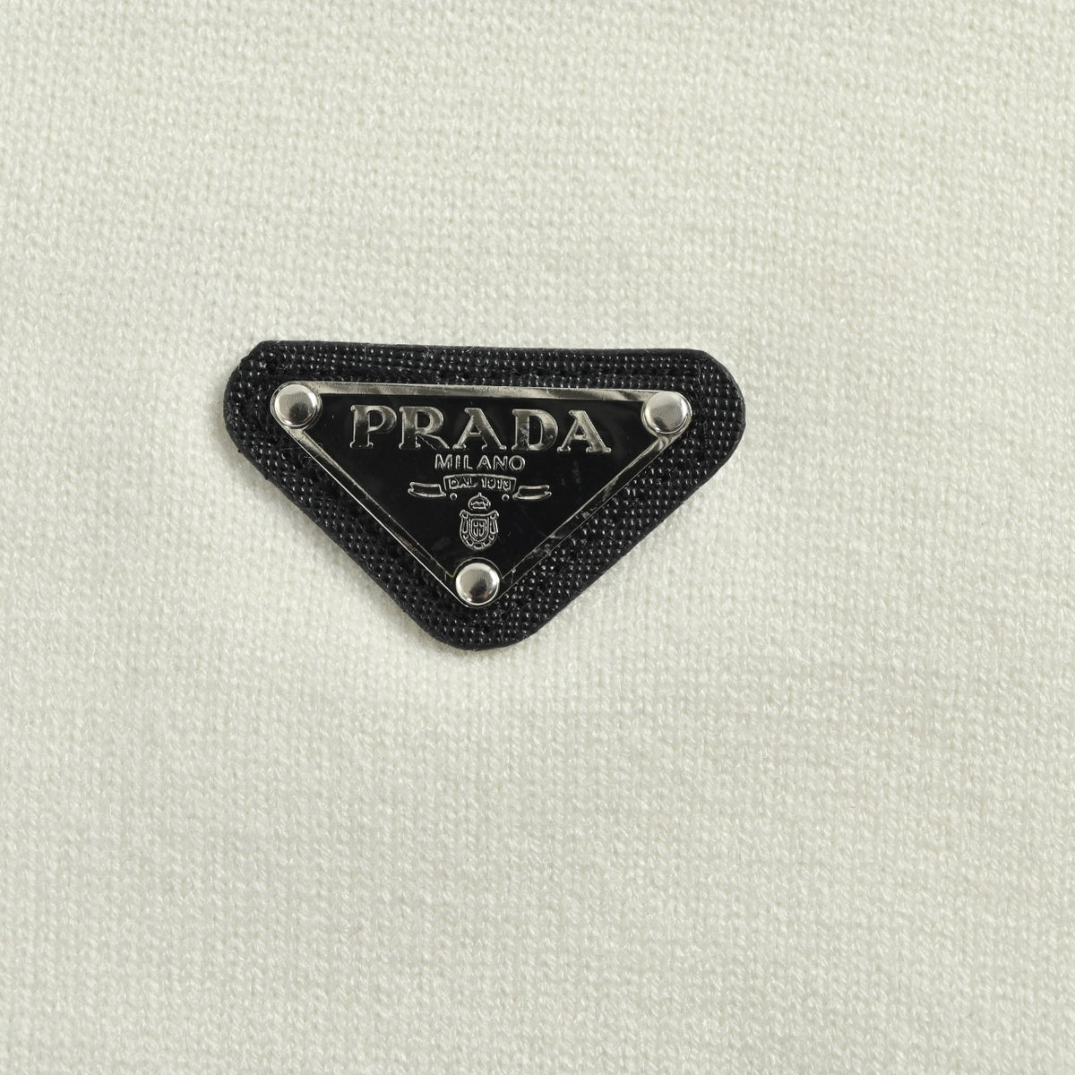 Prada Triangle-Logo Crewneck Knit Sweater | Ivory