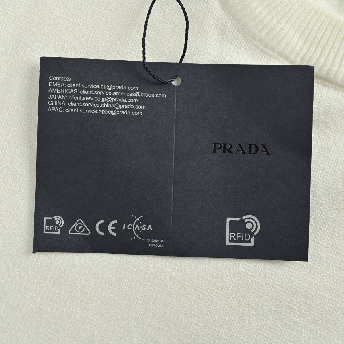 Prada Triangle-Logo Crewneck Knit Sweater | Ivory