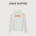 Louis Vuitton Embossed Leather-Patch Pullover Hoodie | Ivory