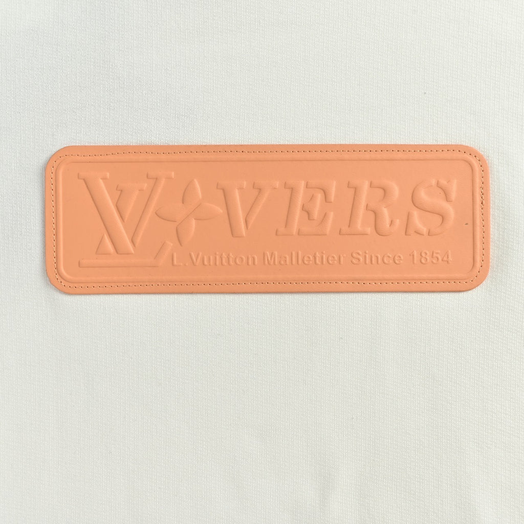 Louis Vuitton Embossed Leather-Patch Pullover Hoodie | Ivory