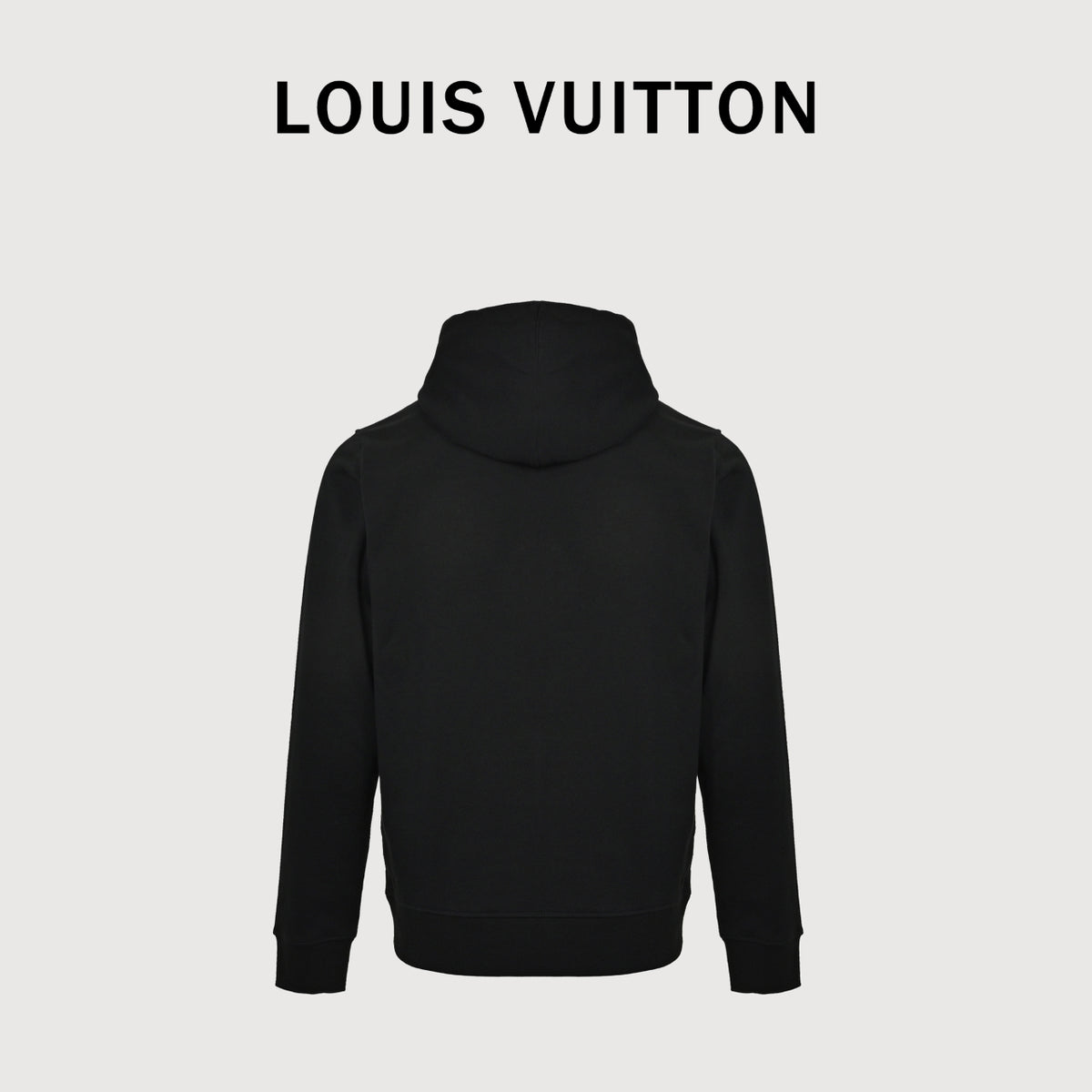 Louis Vuitton Embossed Leather-Patch Pullover Hoodie | Black