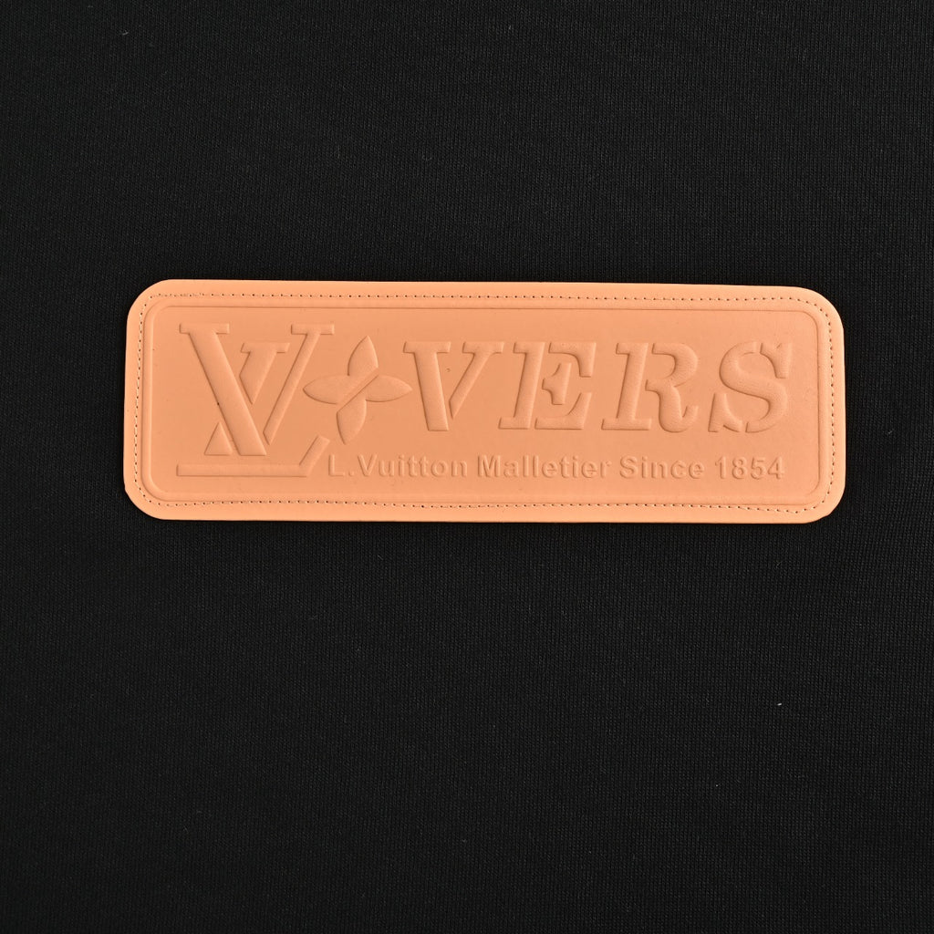 Louis Vuitton Embossed Leather-Patch Pullover Hoodie | Black