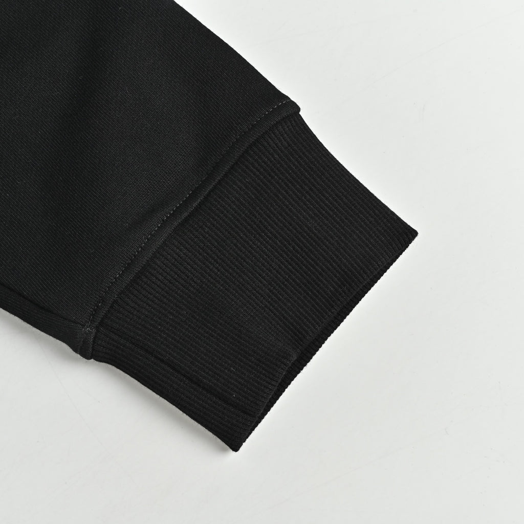 Louis Vuitton Embossed Leather-Patch Pullover Hoodie | Black